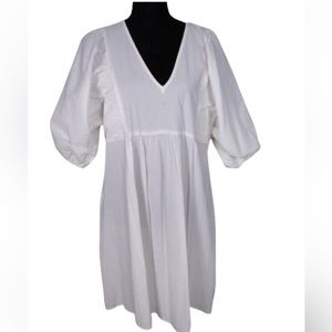 A New Day white poof sleeve dress. Size S